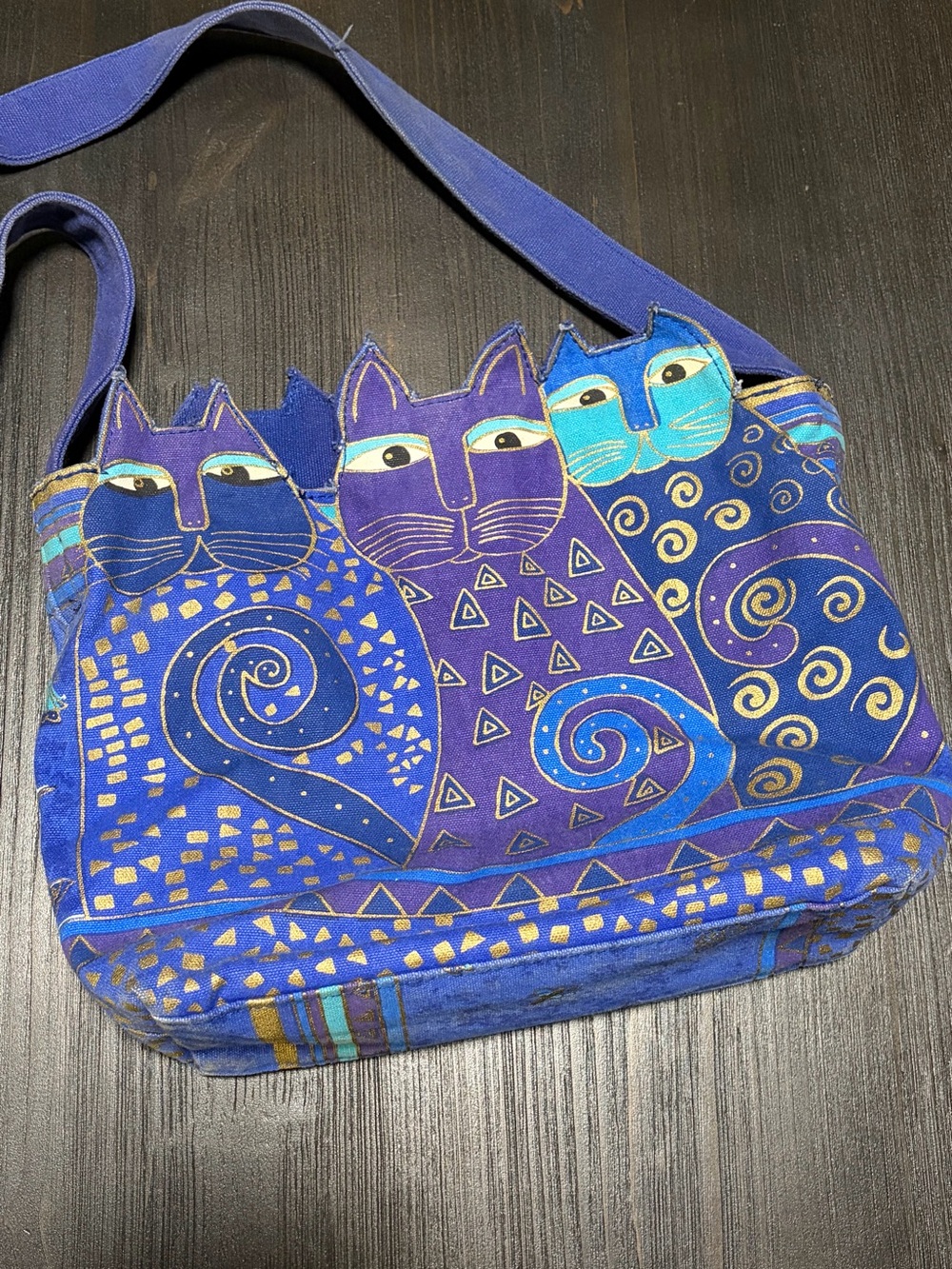 Vintage 90s Laurel Burch Canvas Shoulder Bag - Picture 3 of 10